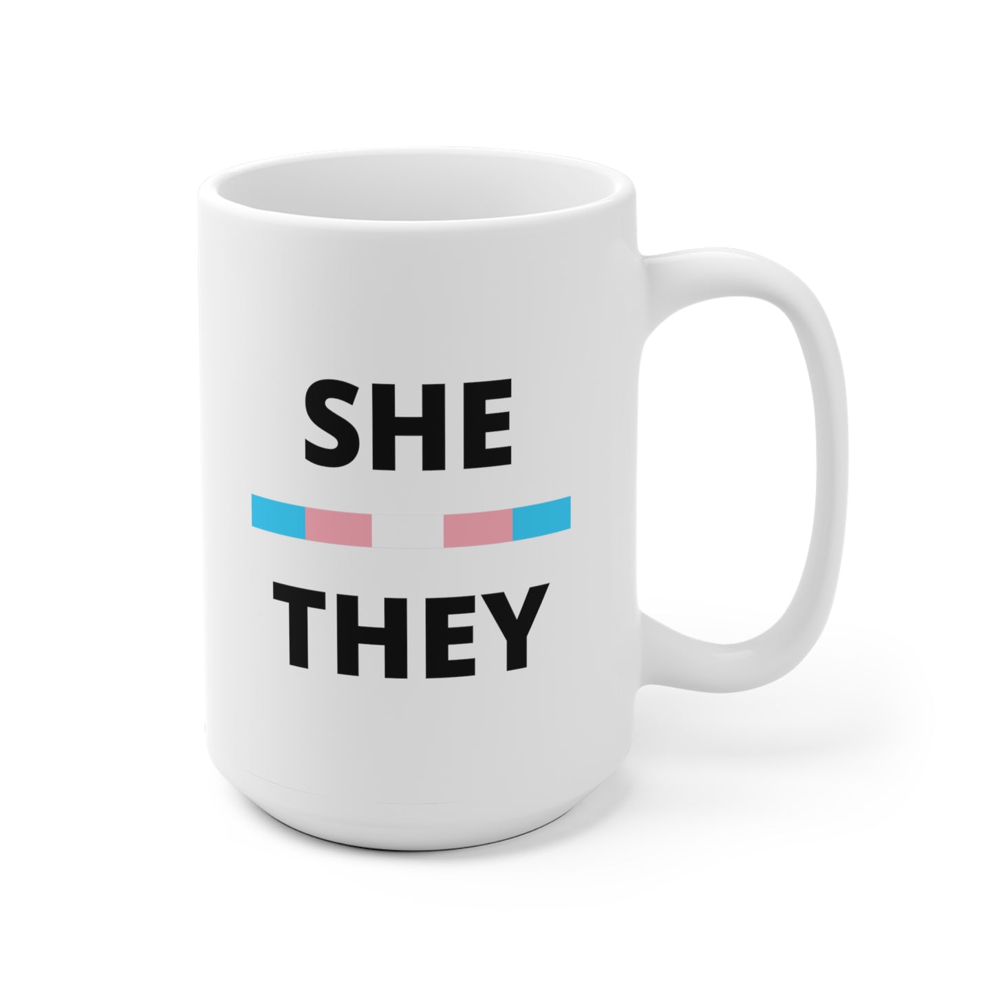 She/They Transgender Flag Pronoun Mug
