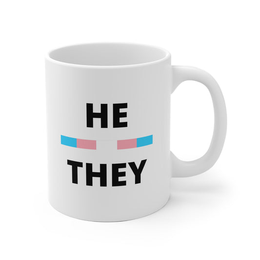 He/They Transgender Flag Pronoun Mug