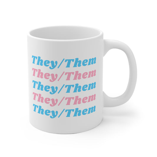 They/Them Transgender Flag Pronoun Mug