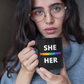 She/Her LGBTQ Flag Pronoun Mug