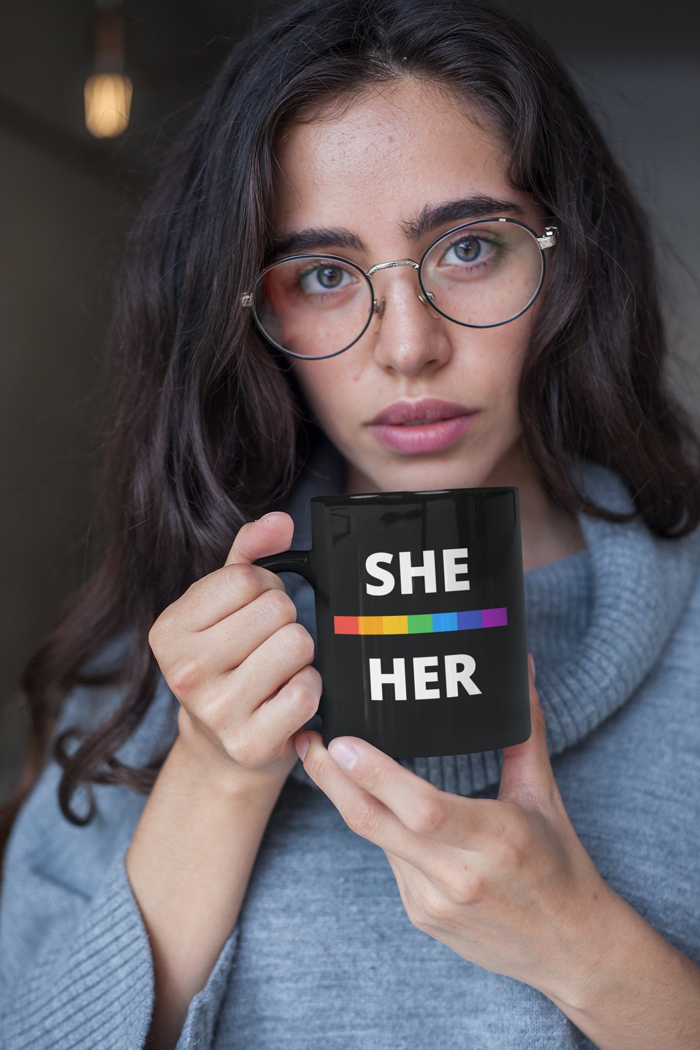 She/Her LGBTQ Flag Pronoun Mug