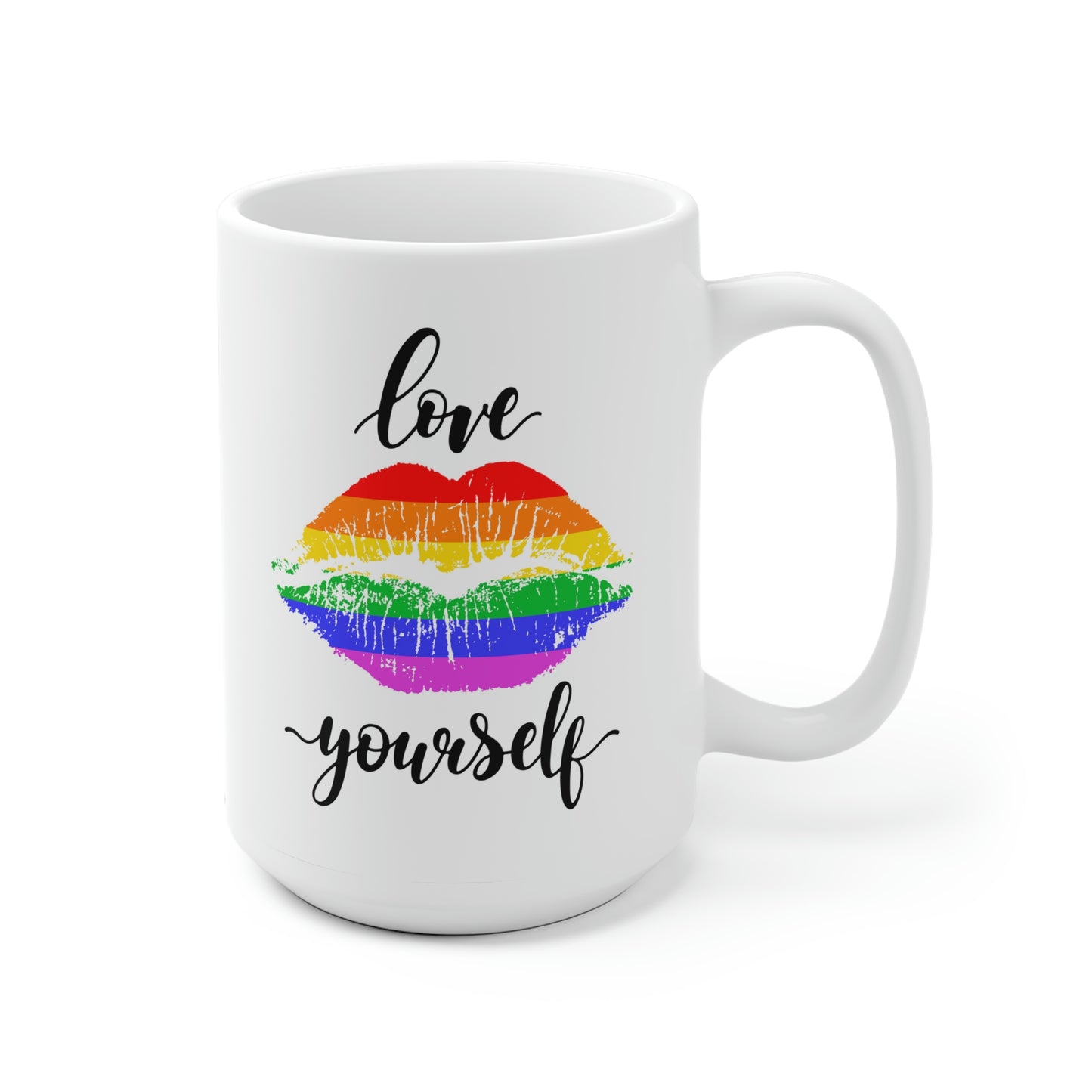 Love Yourself Rainbow Lips Mug