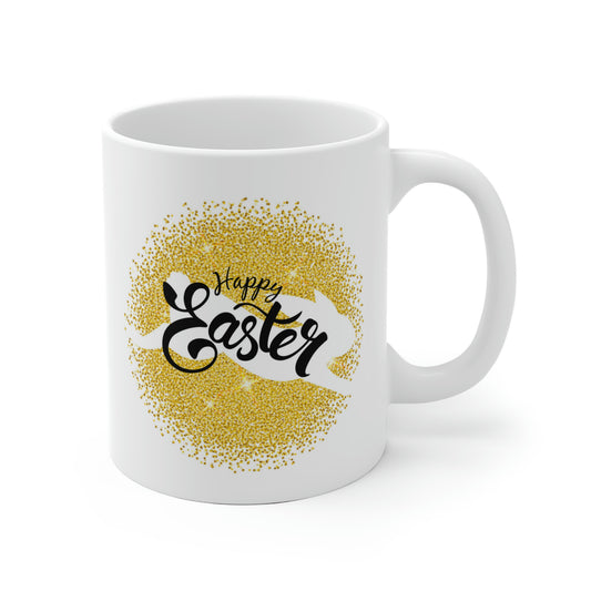 Happy Easter Gold Glitter Bunny Mug