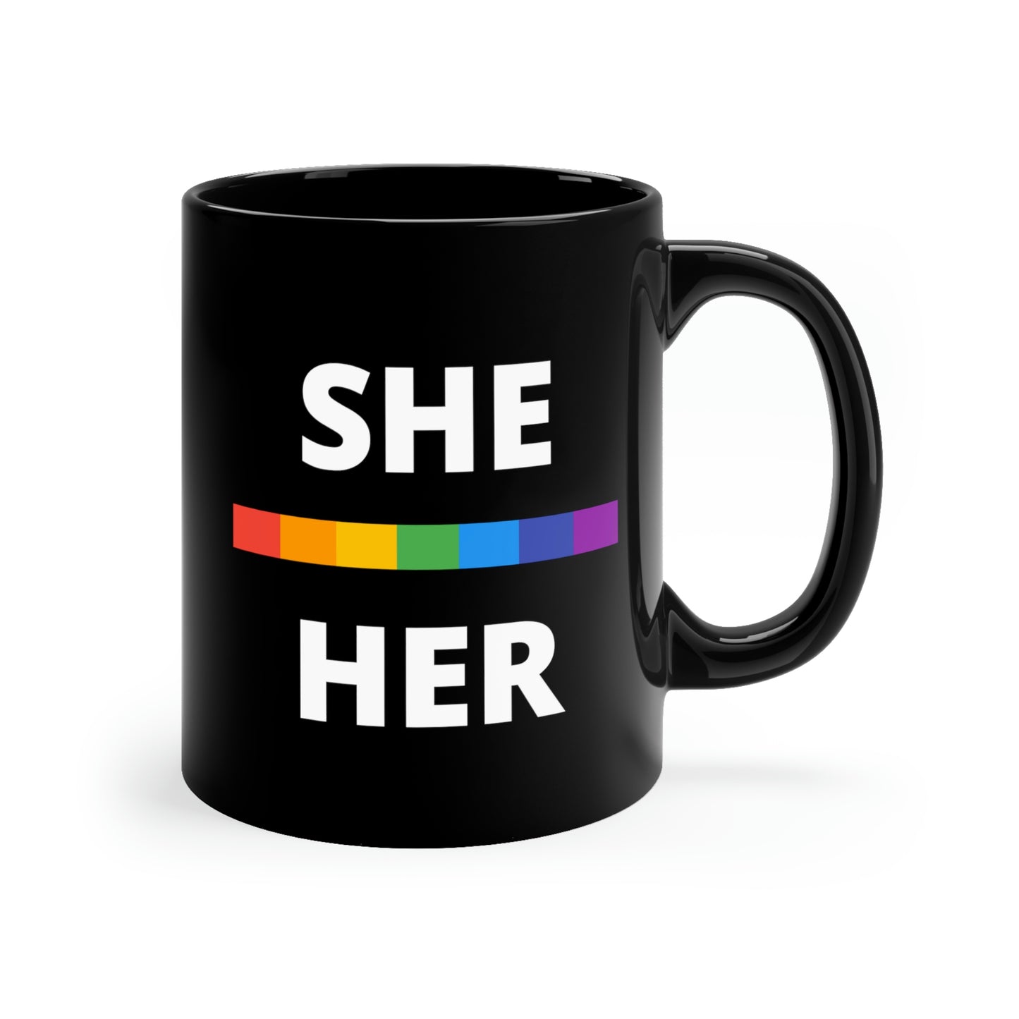 She/Her LGBTQ Flag Pronoun Mug