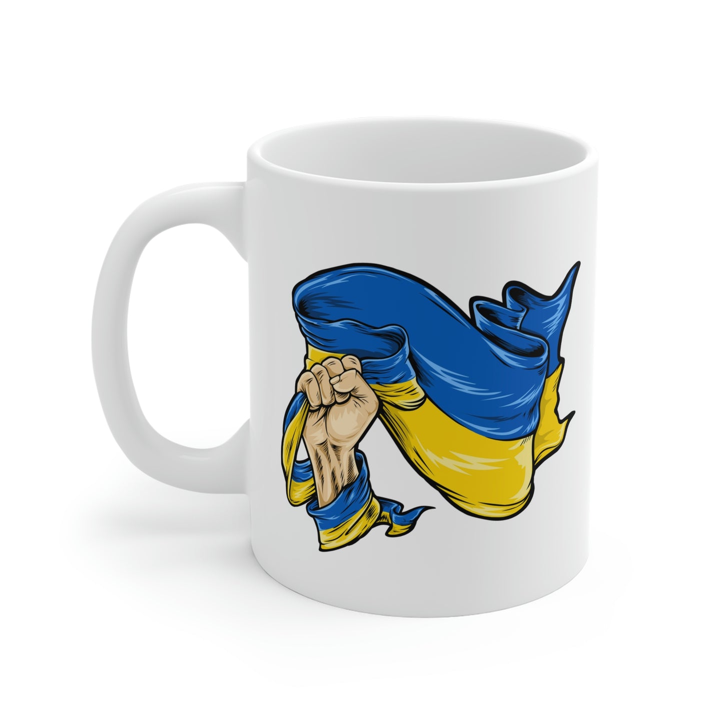 Fist Clenching Ukranian Flag Mug