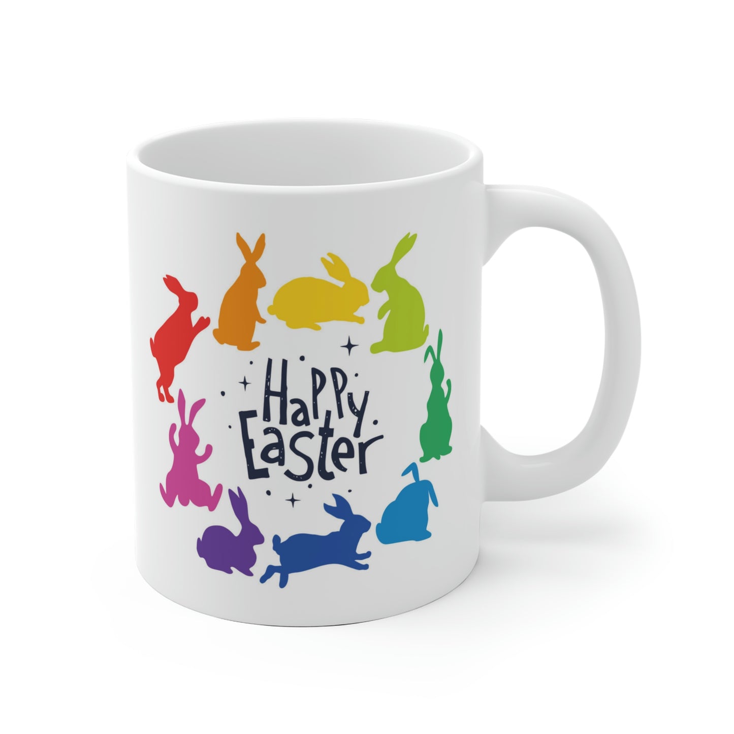 Happy Easter Rainbow Bunnies Mug