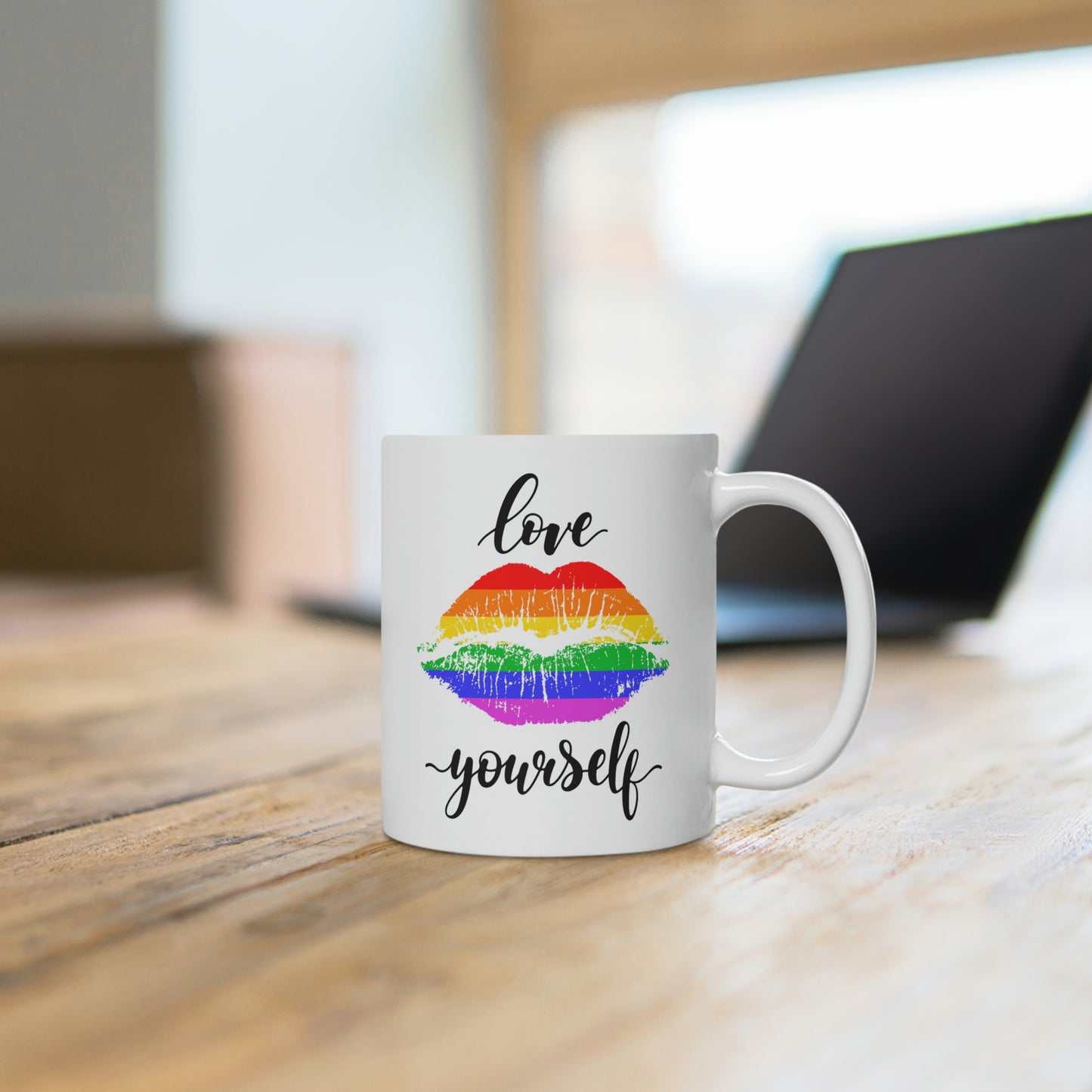 Love Yourself Rainbow Lips Mug