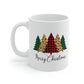 Merry Christmas Leopard Print Plaid Trees Mug