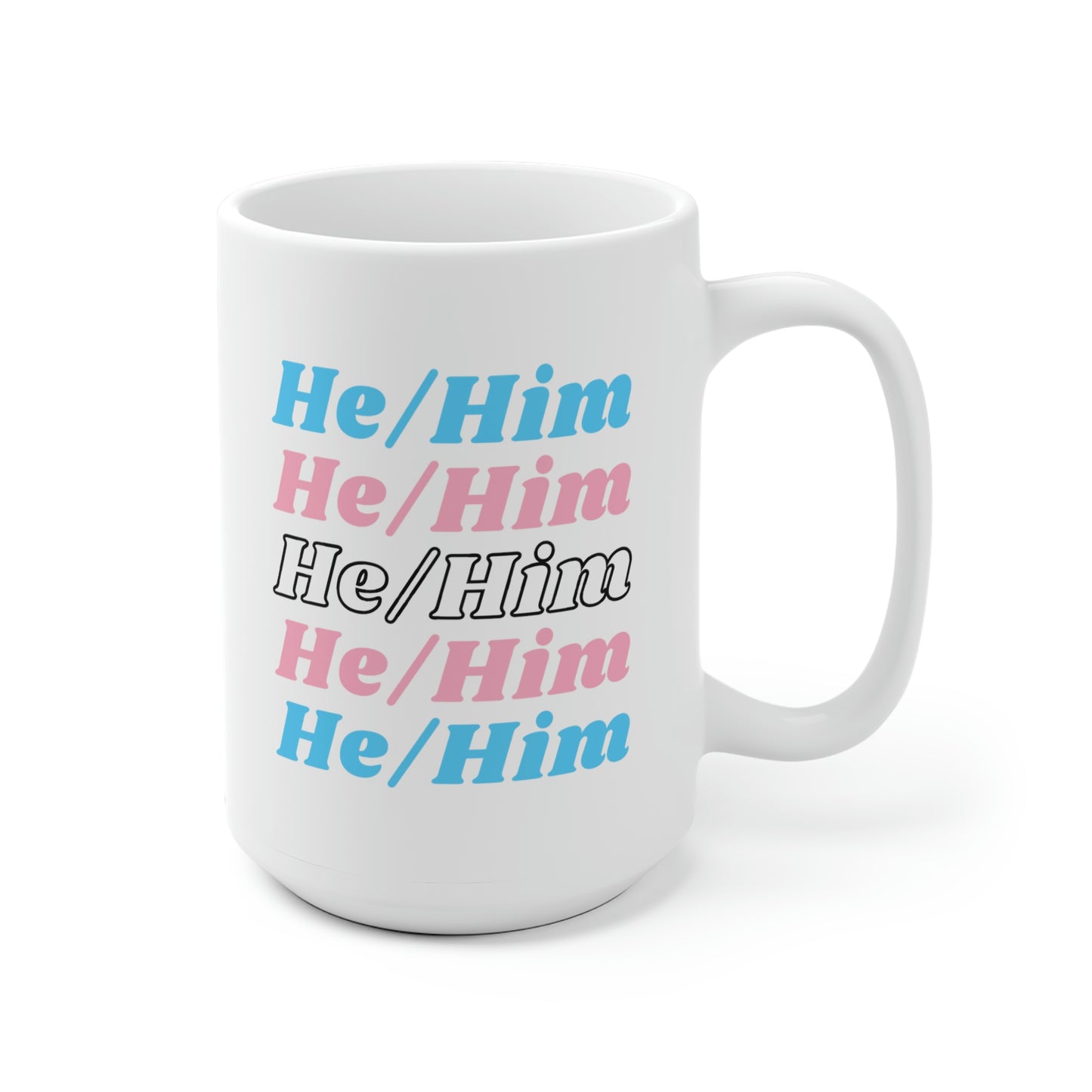 He/Him Transgender Flag Pronoun Mug