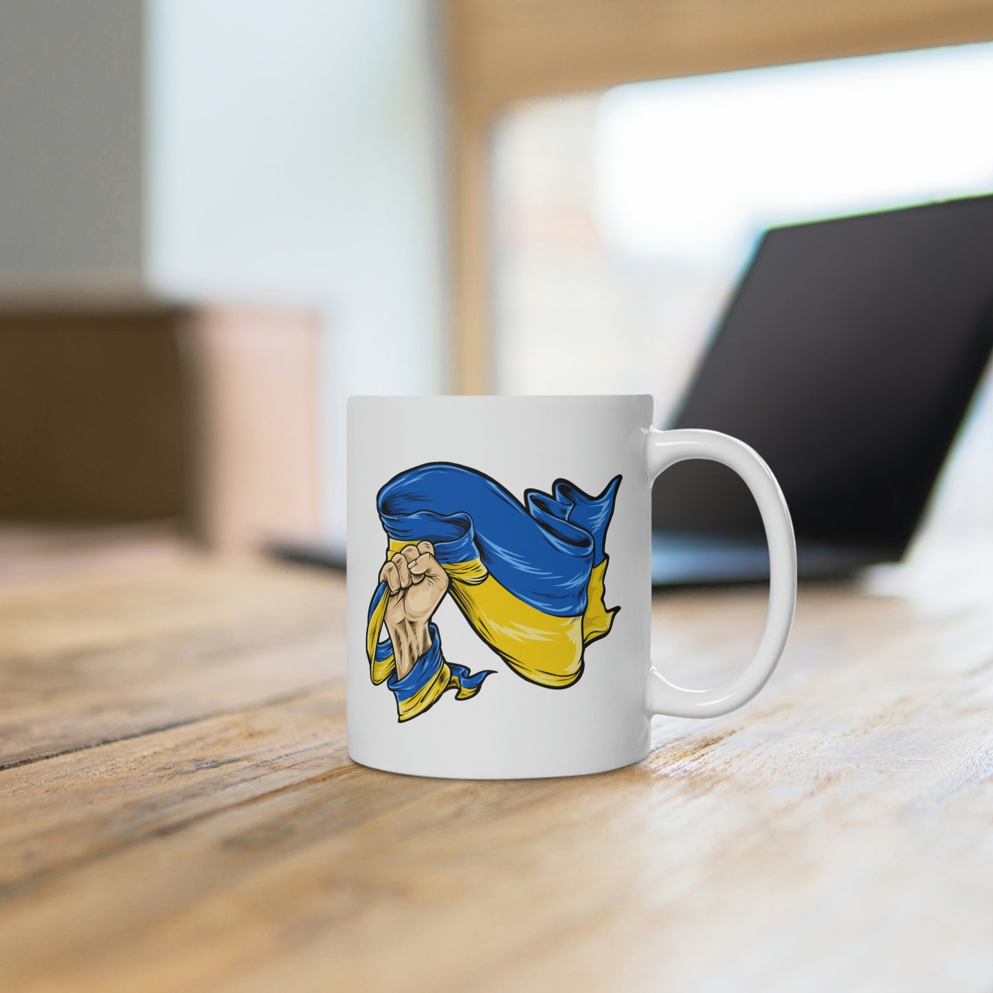 Fist Clenching Ukranian Flag Mug