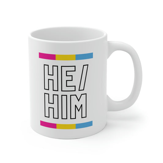 He/Him Pansexual Flag Pronoun Mug