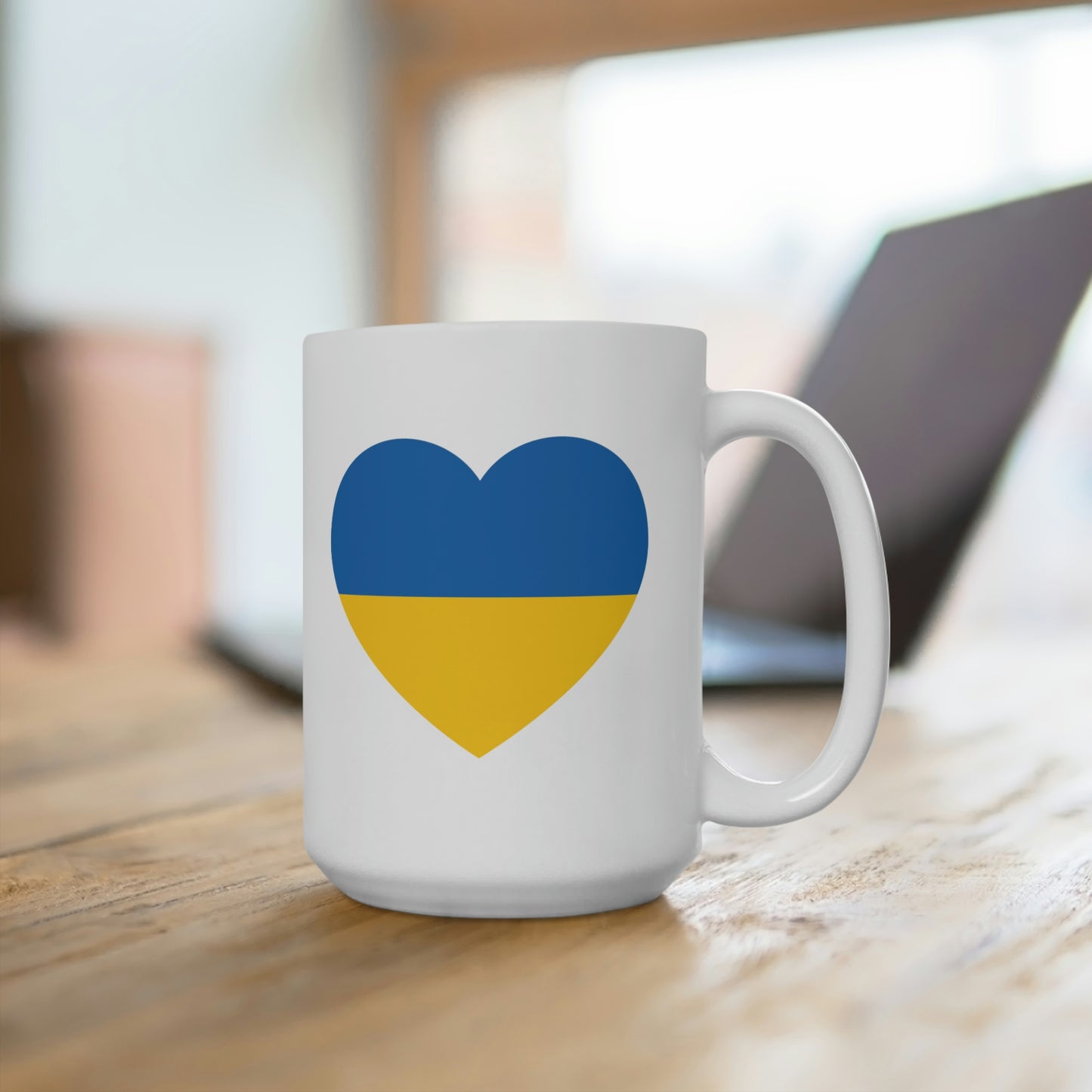 Ukrainian Flag Heart Mug