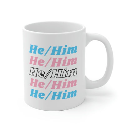 He/Him Transgender Flag Pronoun Mug