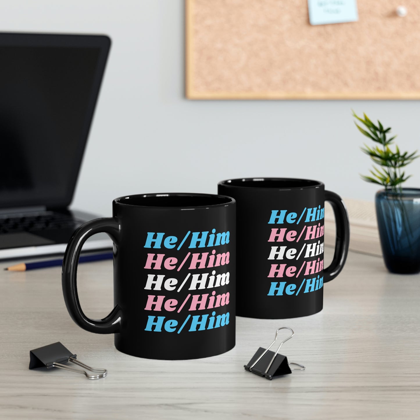 He/Him Transgender Flag Pronoun Mug