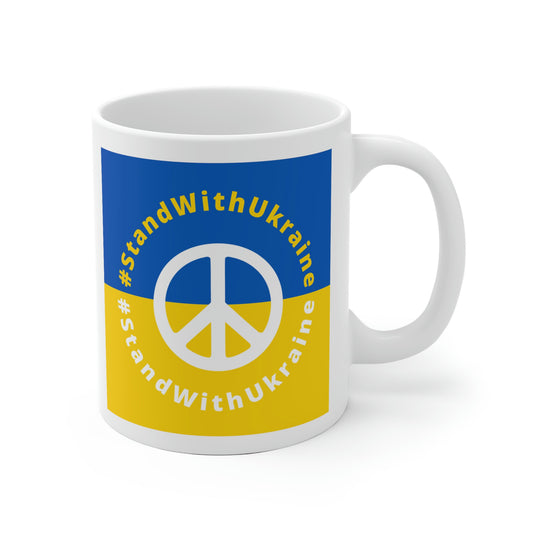 Stand With Ukraine Peace Sign Mug