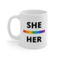 She/Her LGBTQ Flag Pronoun Mug