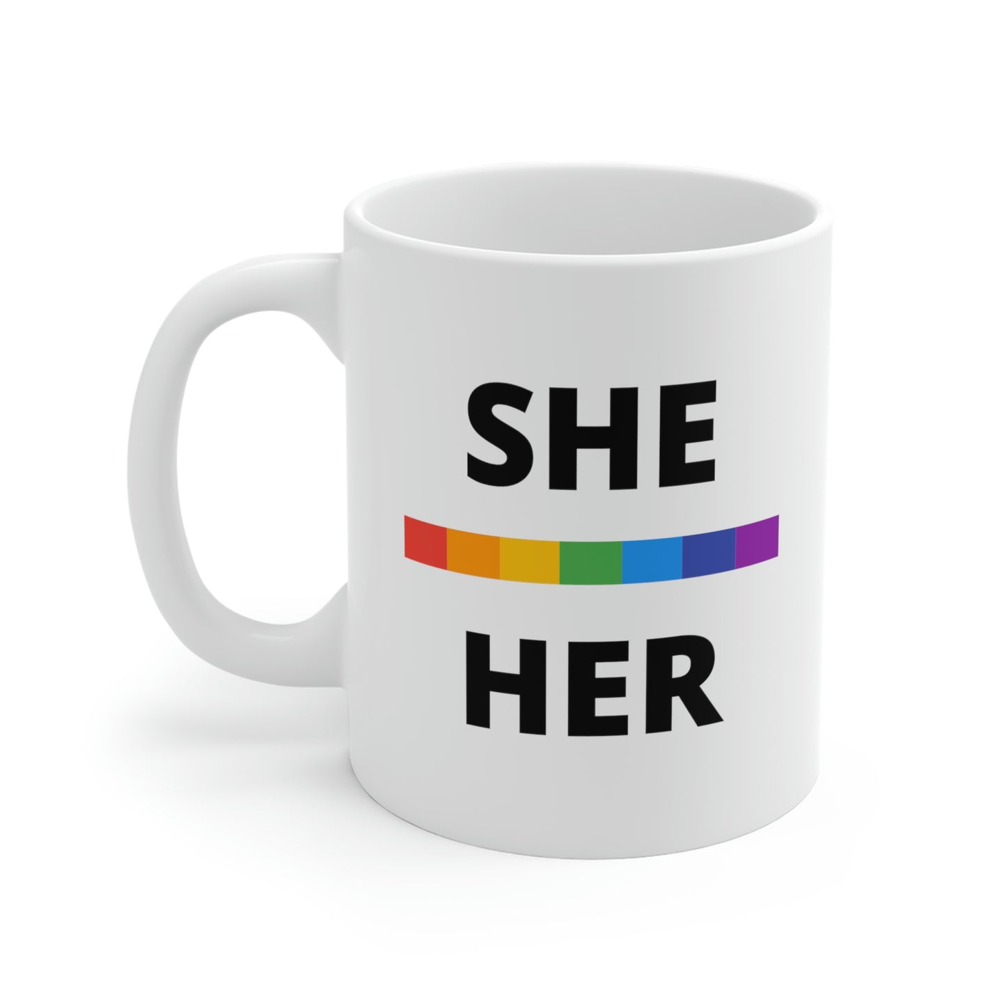 She/Her LGBTQ Flag Pronoun Mug