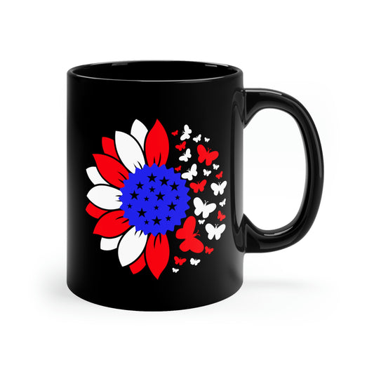 American Flag Sunflower Mug