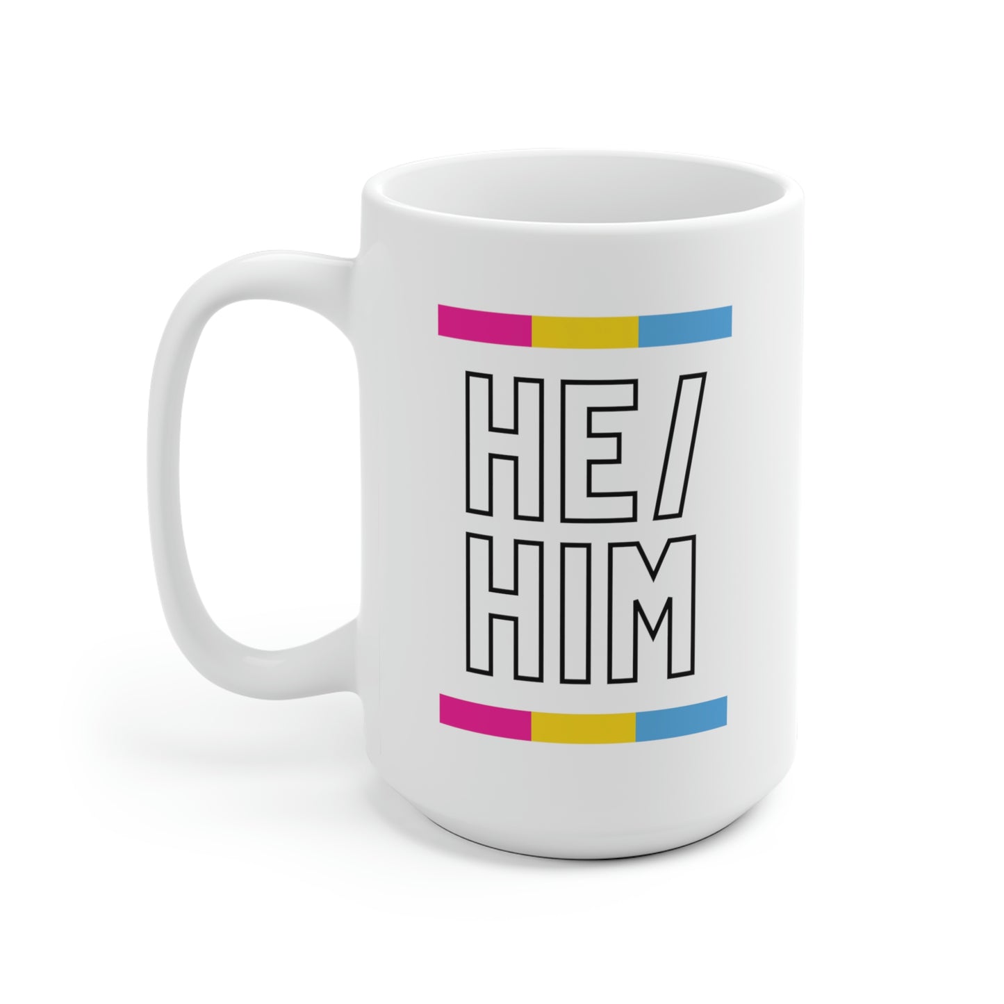 He/Him Pansexual Flag Pronoun Mug