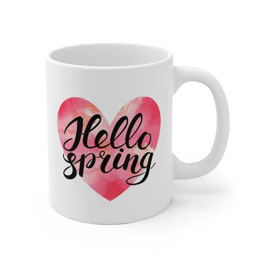 Hello Spring Heart Mug