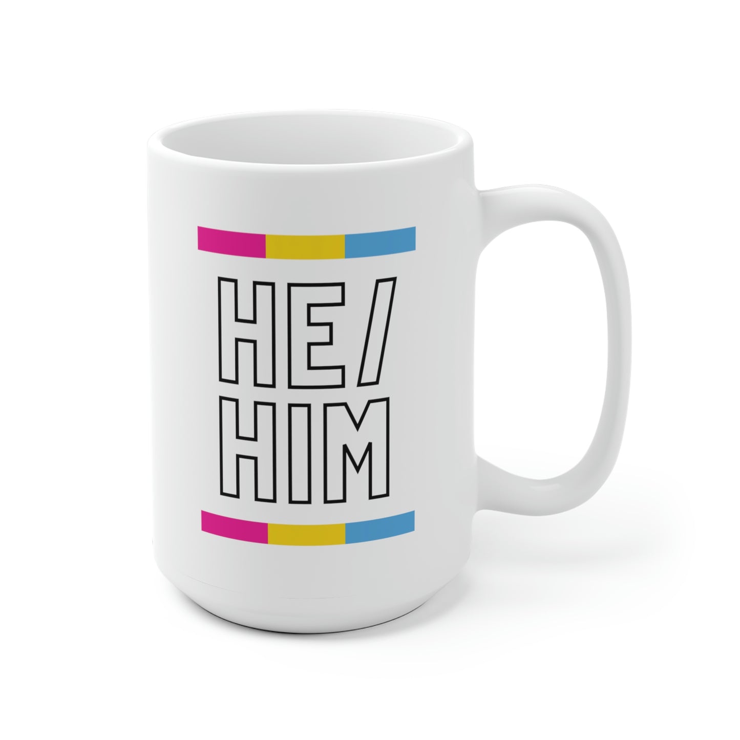 He/Him Pansexual Flag Pronoun Mug