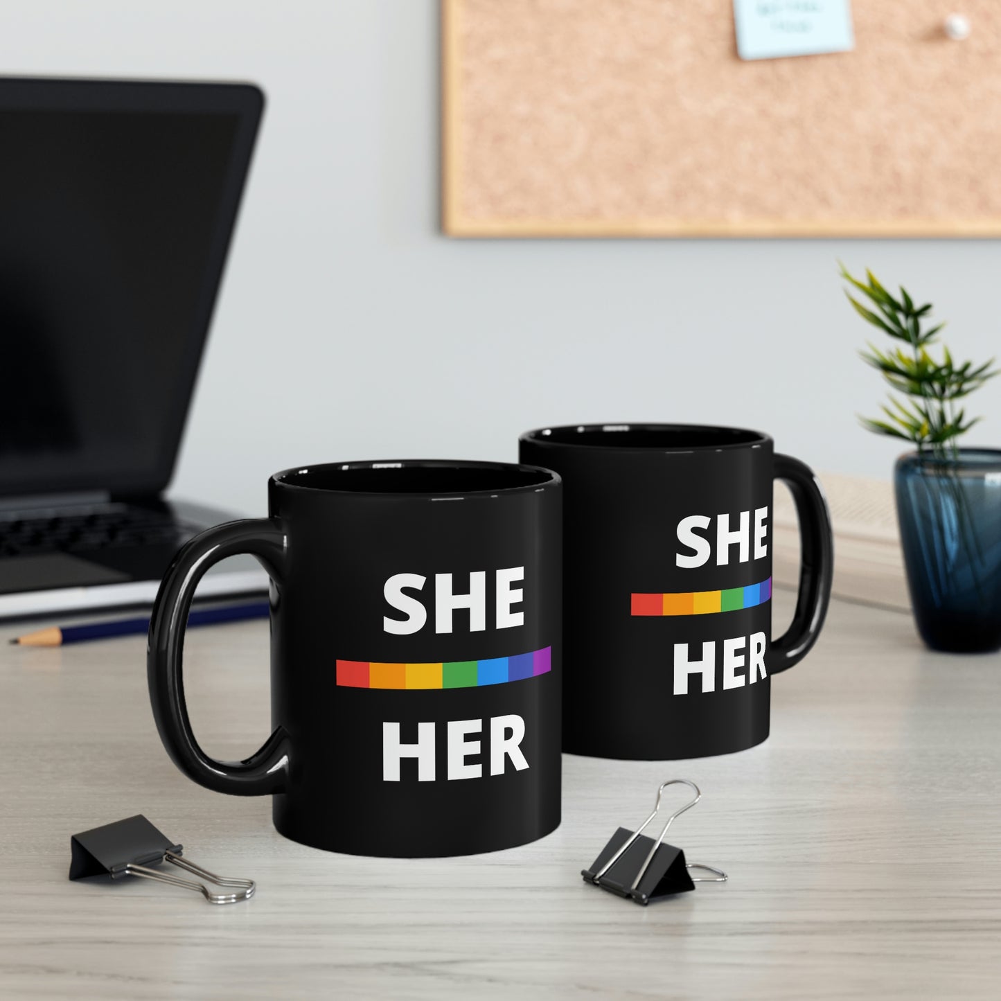 She/Her LGBTQ Flag Pronoun Mug