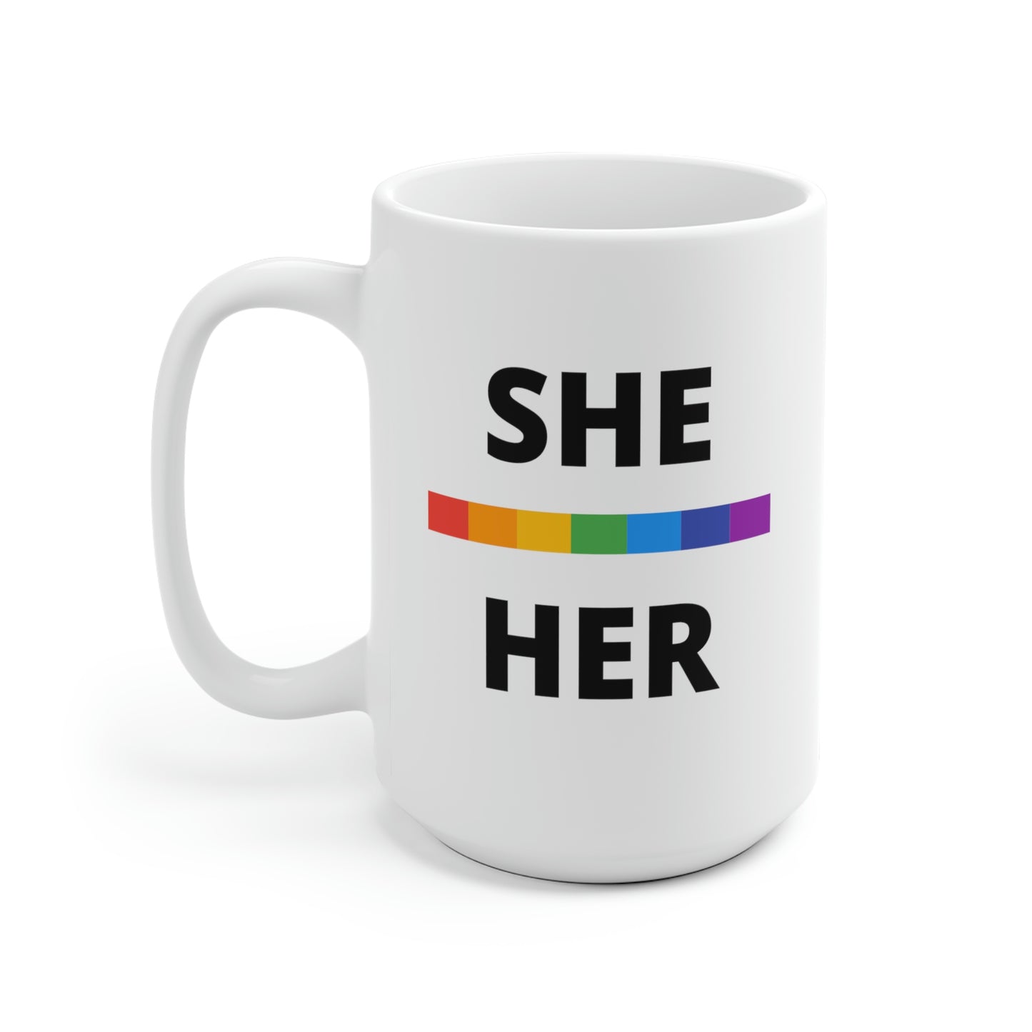 She/Her LGBTQ Flag Pronoun Mug