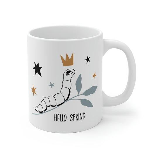 Hello Spring Worm Mug