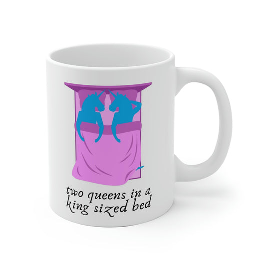 Two Queens In A King Sized Bed Unicorn Mug