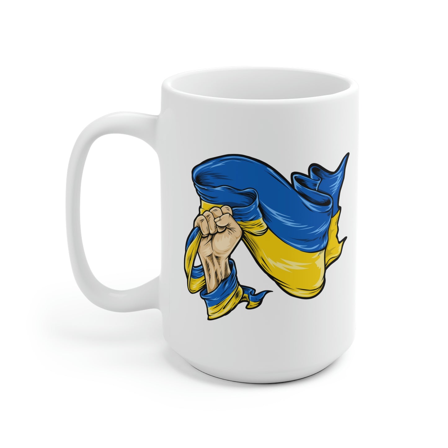 Fist Clenching Ukranian Flag Mug