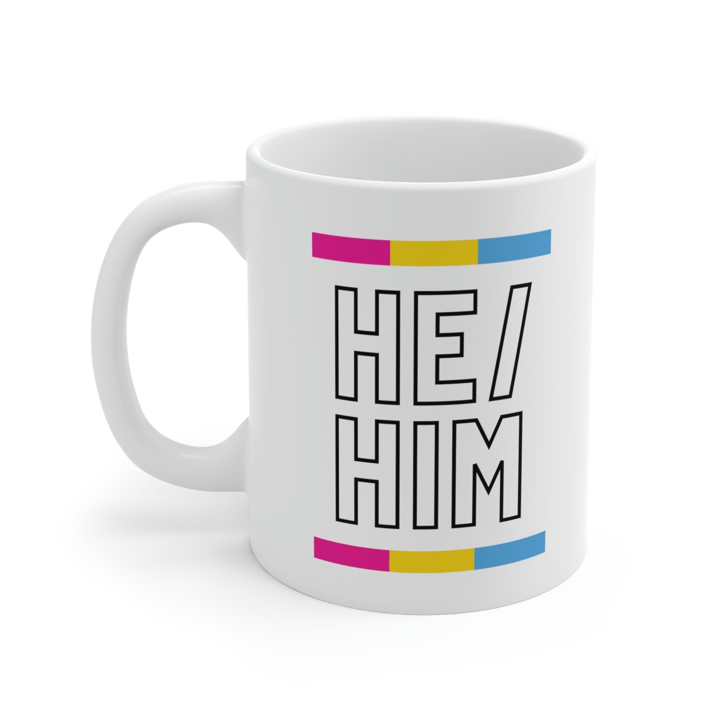 He/Him Pansexual Flag Pronoun Mug