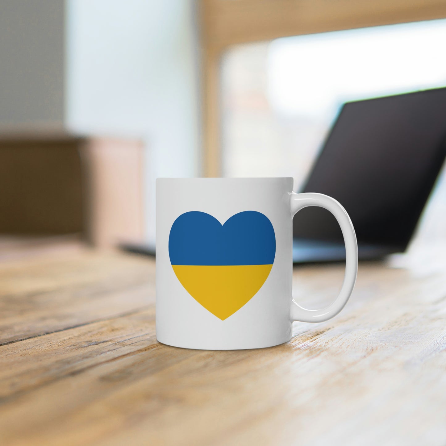 Ukrainian Flag Heart Mug