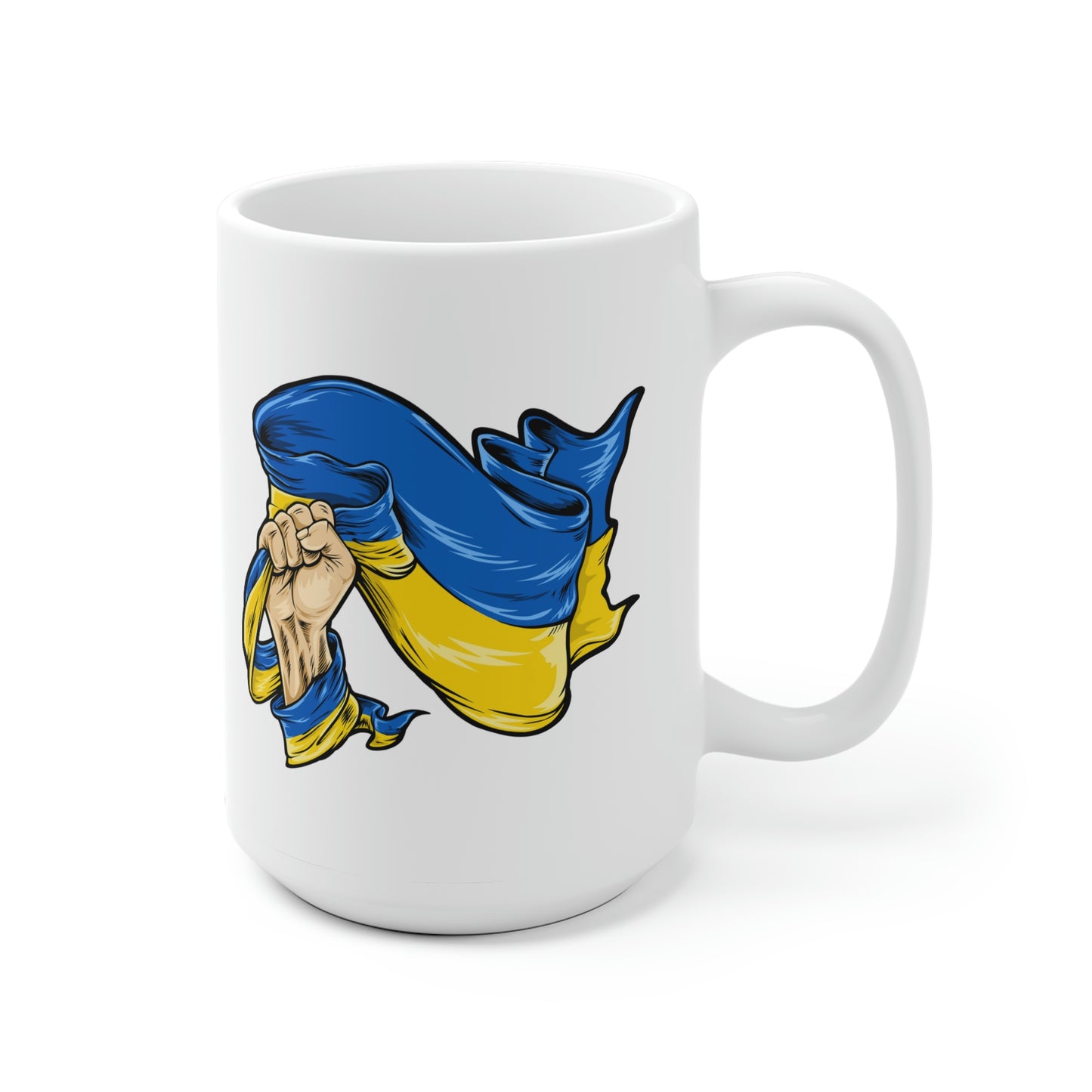 Fist Clenching Ukranian Flag Mug