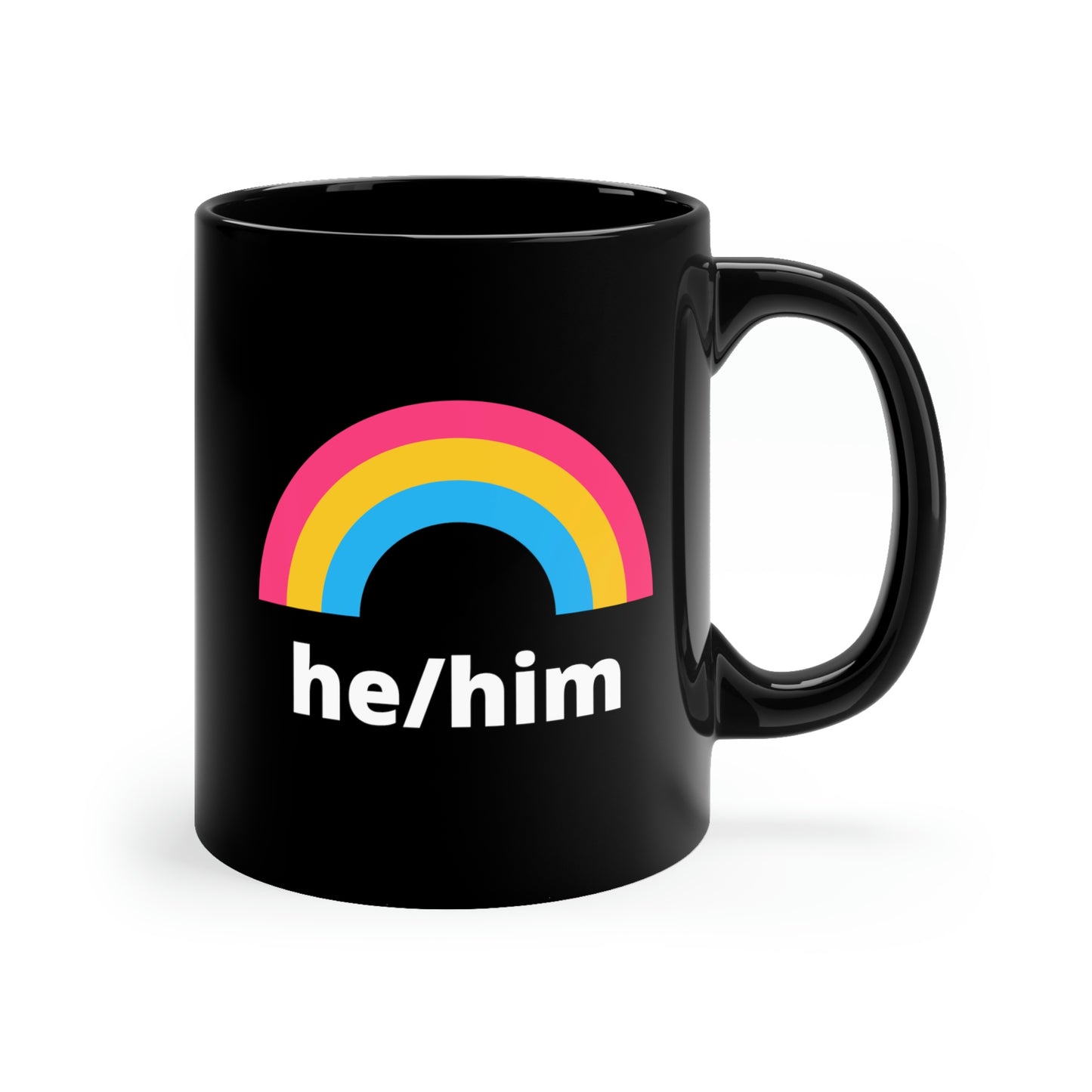 He/Him Pansexual Rainbow Pronoun Mug