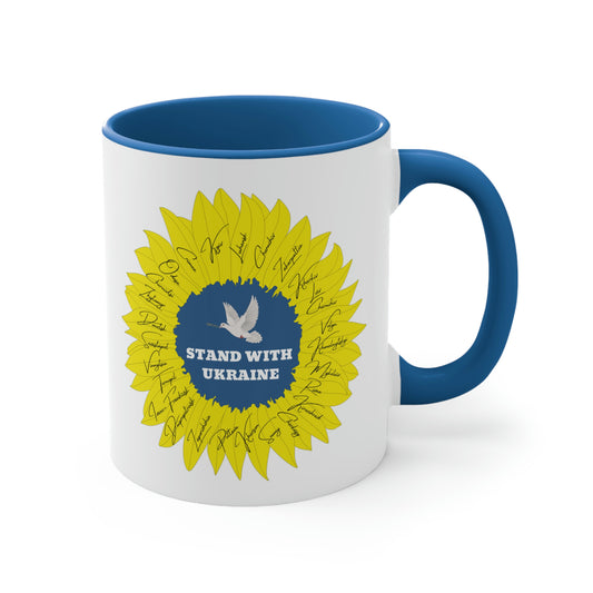 Stand With Ukraine Sunflower Dove Of Peace Mug