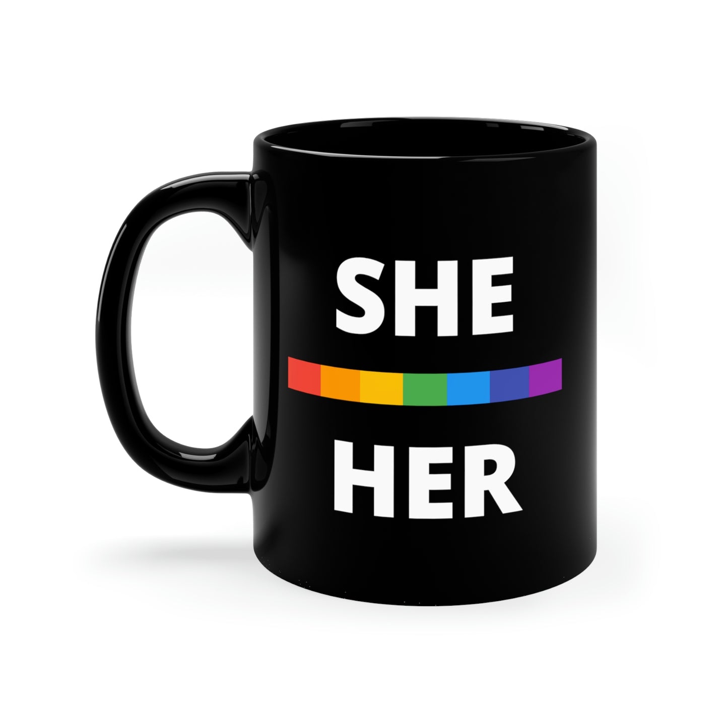 She/Her LGBTQ Flag Pronoun Mug