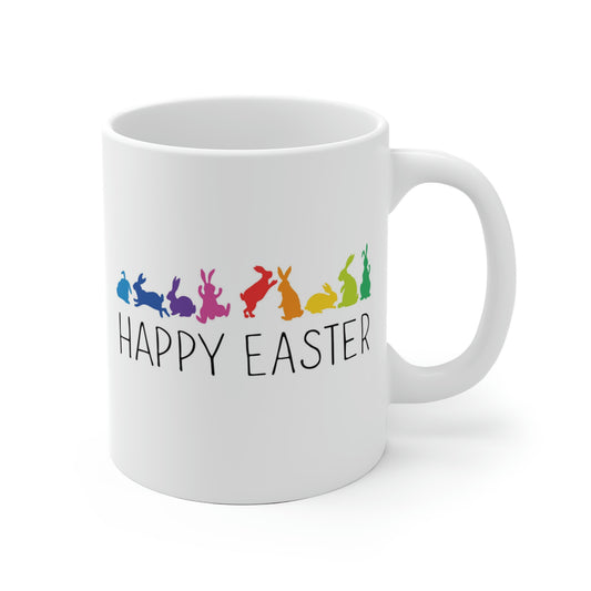 Happy Easter Rainbow Bunnies Mug