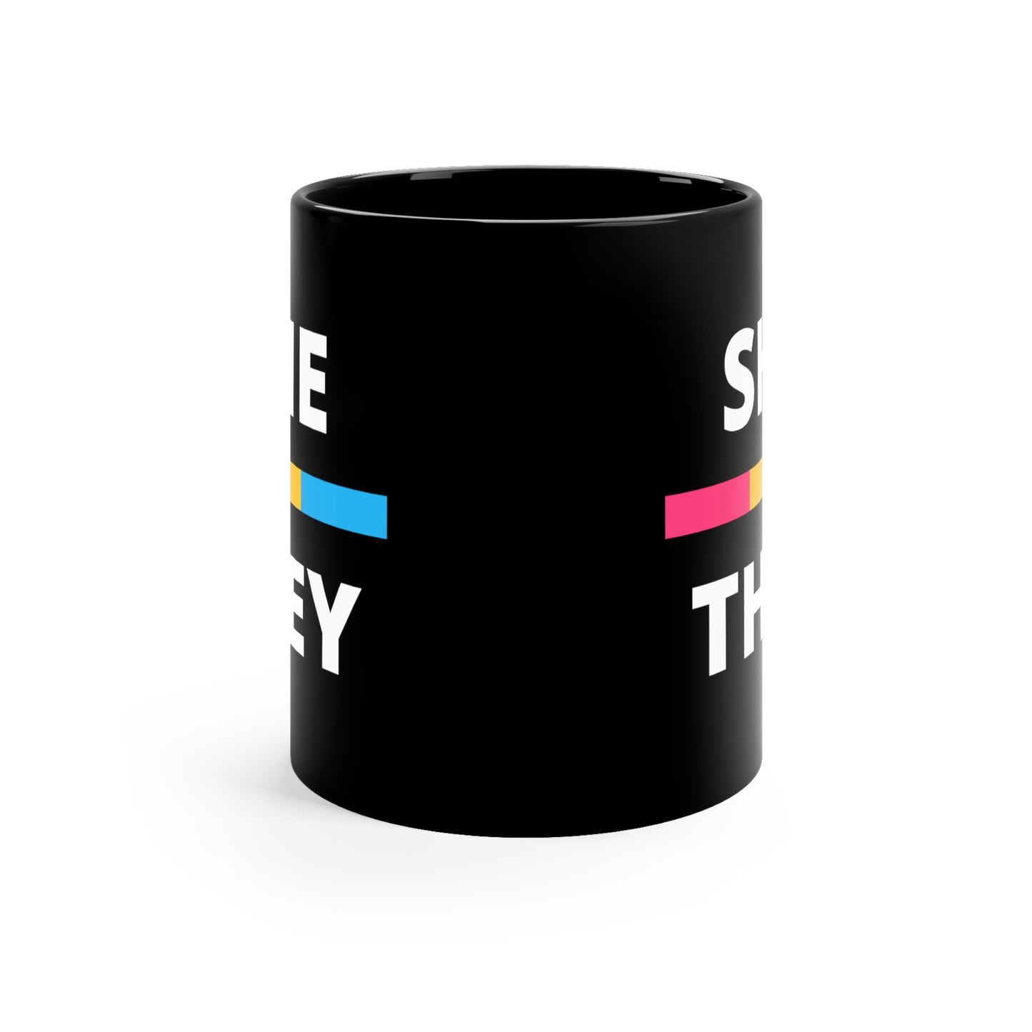 She/They Pansexual Flag Pronoun Mug