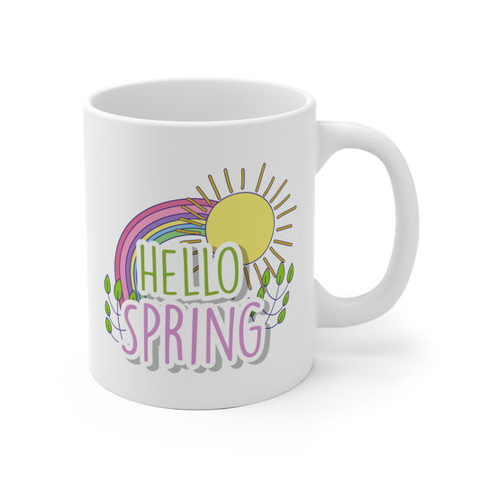 Hello Spring Rainbow Sunshine Mug