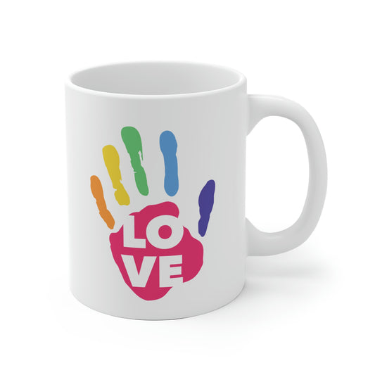 Love Rainbow Handprint Mug