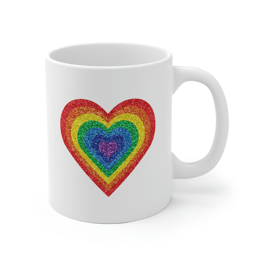 Sparkly Rainbow Heart Mug