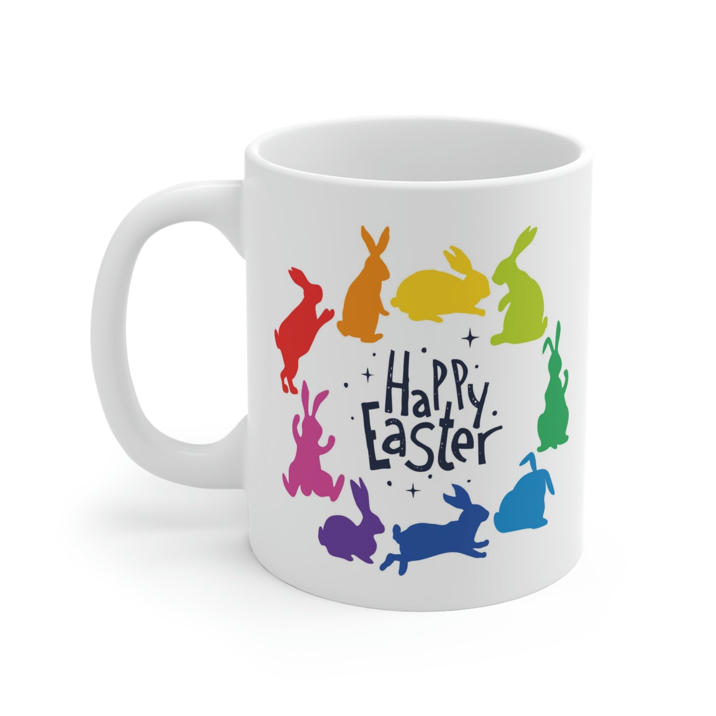 Happy Easter Rainbow Bunnies Mug
