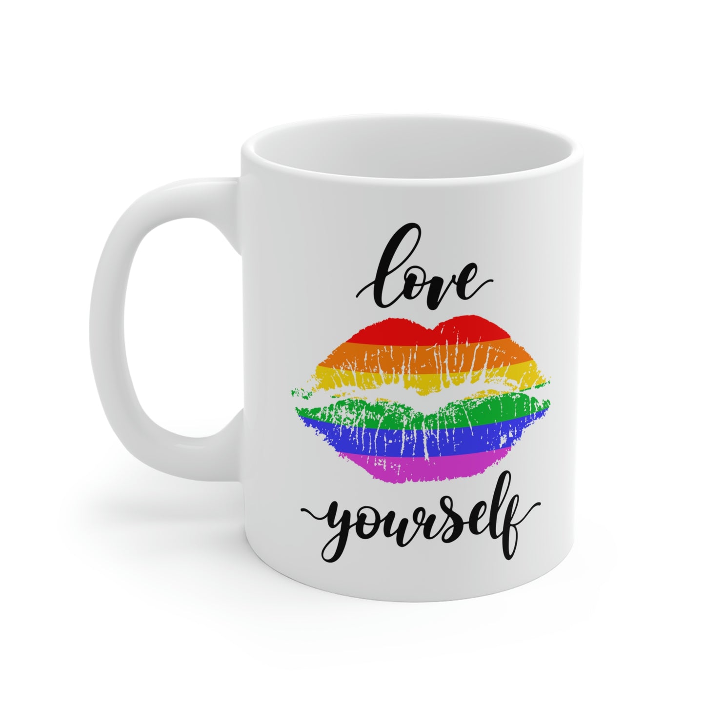 Love Yourself Rainbow Lips Mug