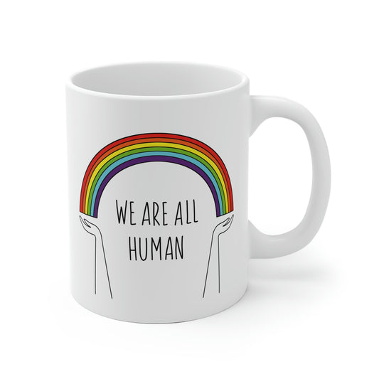 We Are All Human Rainbow Mug