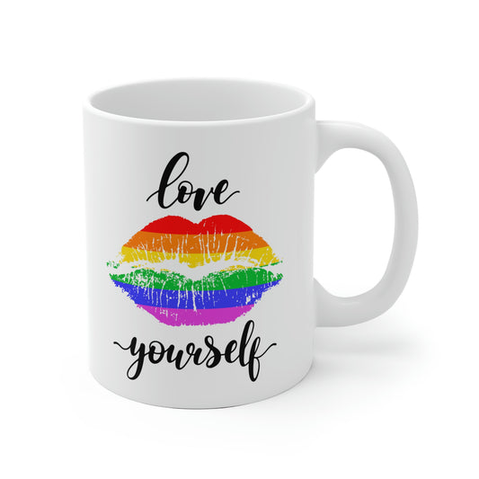 Love Yourself Rainbow Lips Mug